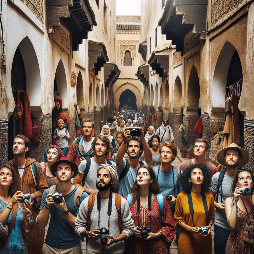 A group of tourist wandering in the old medina of Fez_Listival